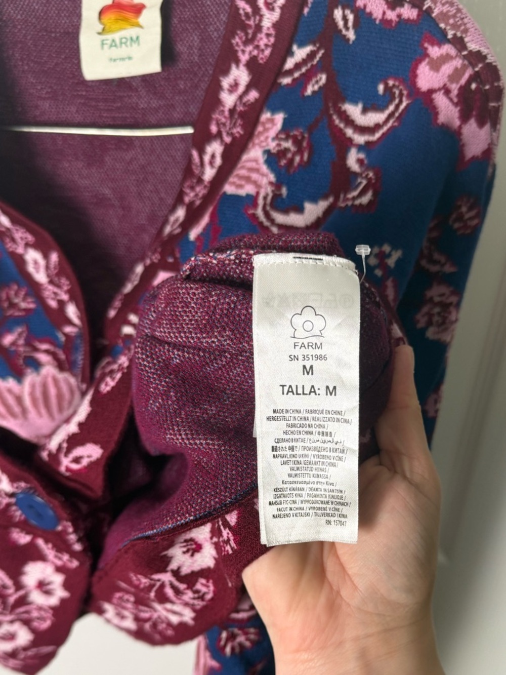 Farm Rio Flower Delicacy Jacquard Cardigan M - Picture 5 of 7